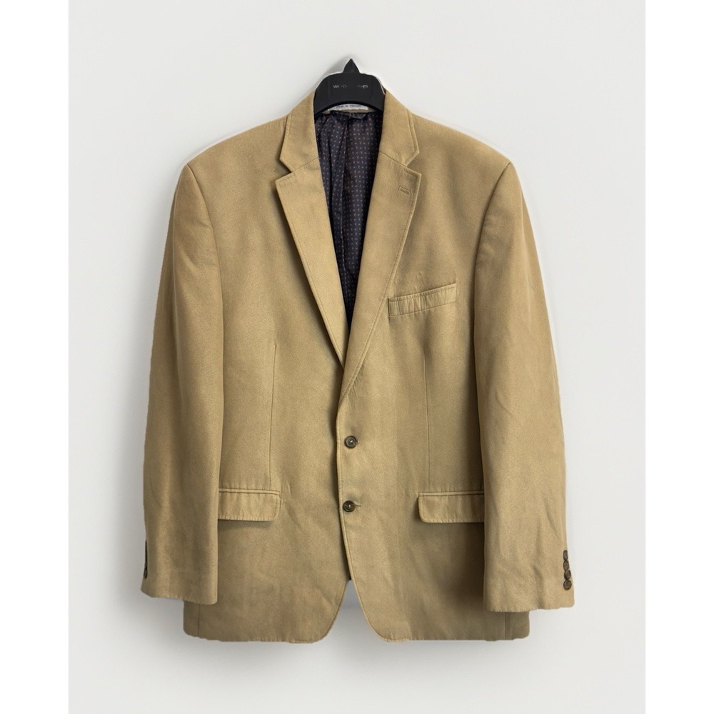 Chaps Mens 46L Tan Blazer‎ Two Button Sport Coat Jacket Beige Notch Lapel